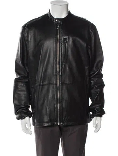 Pre-owned John Varvatos Leather Moto Jacket In Brown