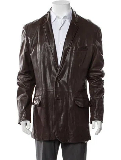 Pre-owned John Varvatos Leather Moto Jacket In Brown