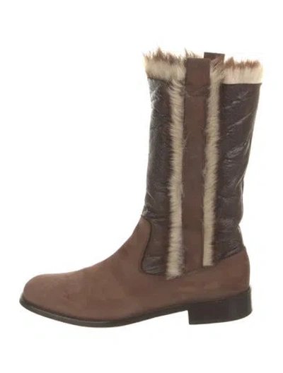 Pre-owned John Varvatos Leather Snow Boots In Brown