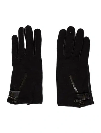 Pre-owned John Varvatos Leather Solid Glove's In Black
