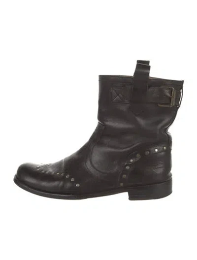 Pre-owned John Varvatos Leather Studded Accents Boots In Brown