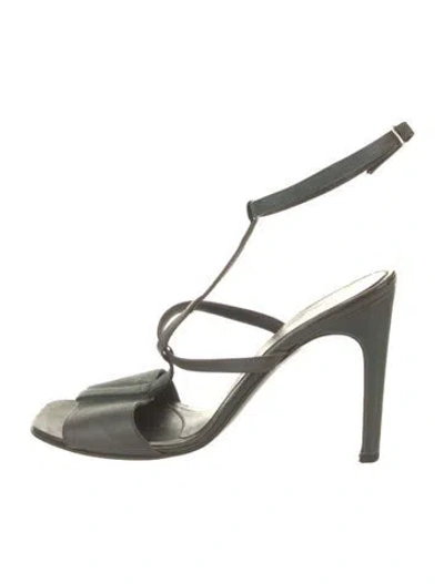 Pre-owned John Varvatos Leather T-strap Sandals In Green