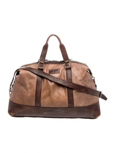 Pre-owned John Varvatos Leather Weekender Bag In Brown