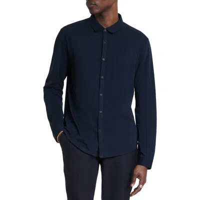 John Varvatos Levi Organic Cotton Button-up Shirt In Navy