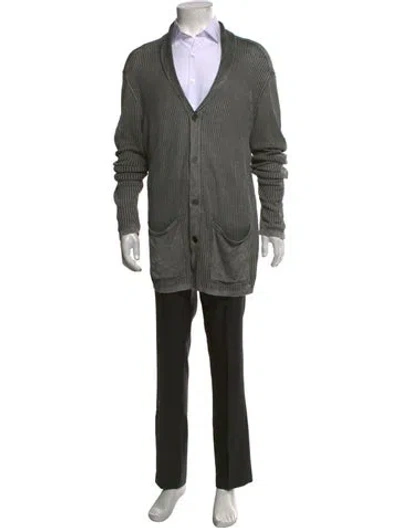 Pre-owned John Varvatos Linen Collar Cardigan In Grey