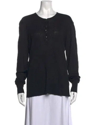 Pre-owned John Varvatos Linen Crew Neck Sweater In Black
