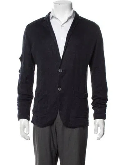 Pre-owned John Varvatos Linen Open Front Cardigan In Blue