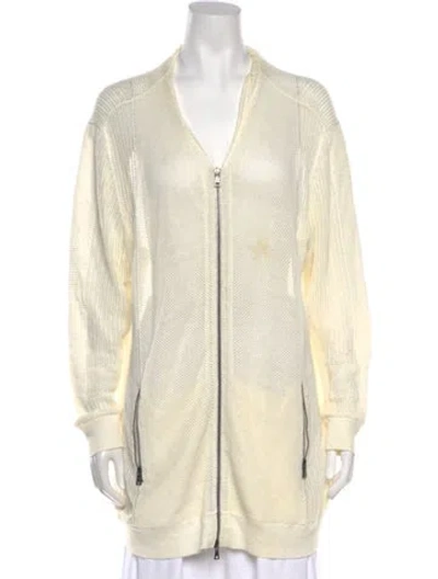Pre-owned John Varvatos Linen Open Front Sweater In Neutrals