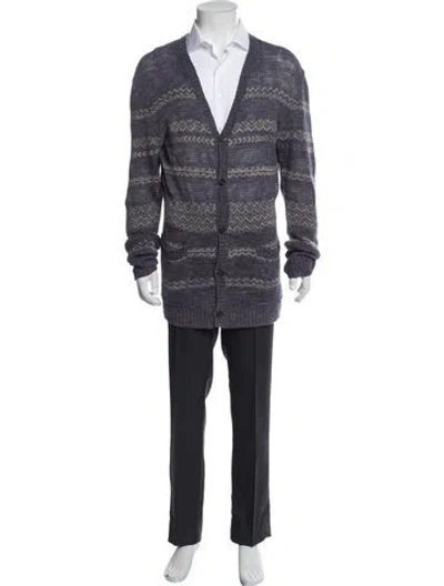 Pre-owned John Varvatos Linen Printed Cardigan In Purple