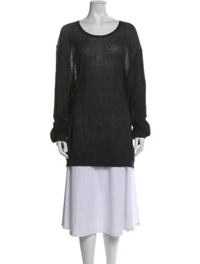 Pre-owned John Varvatos Linen Scoop Neck Sweater In Black