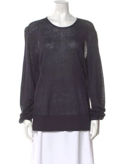 Pre-owned John Varvatos Linen Scoop Neck Sweater In Blue