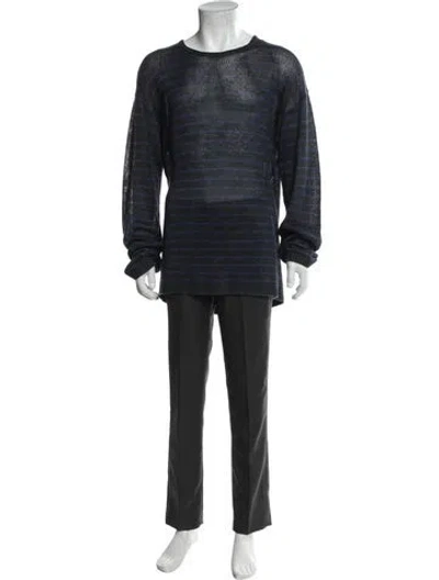 Pre-owned John Varvatos Linen Striped Sweater In Gray