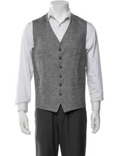 Pre-owned John Varvatos Linen Suit Vest W/ Tags In Grey