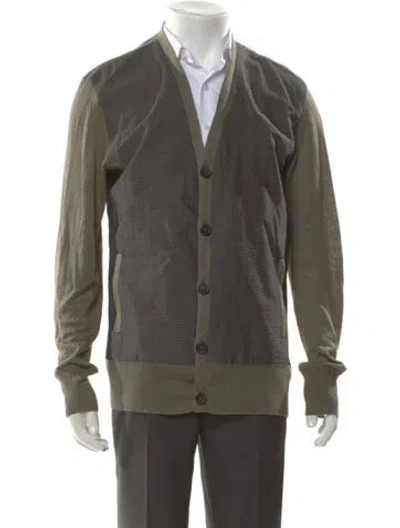Pre-owned John Varvatos Linen V-neck Cardigan In Green