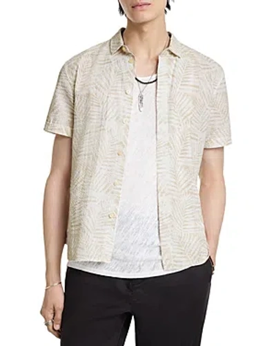 John Varvatos Loren Short Sleeve Cotton Seersucker Button-up Shirt In Terra Brown