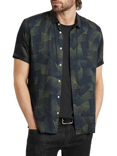 John Varvatos Loren Mens Collar Short Sleeve Button-down Shirt In Green