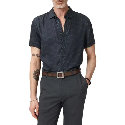 John Varvatos Loren Slim Fit Short Sleeve Button-up Shirt In Blue