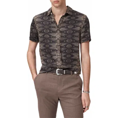 John Varvatos Loren Slim Fit Short Sleeve Button-up Shirt In Brown