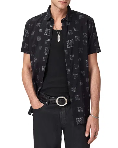 John Varvatos Loren Slim Fit Short Sleeve Button-up Shirt In Black