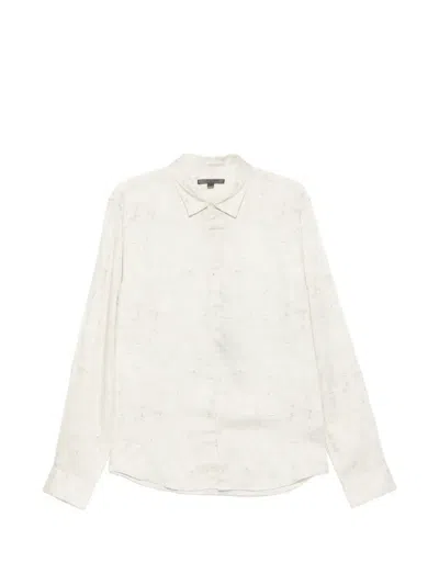 John Varvatos Luca Geometric-print Long-sleeved Shirt In Neutral