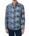 John Varvatos Luca Regular Fit Linen Shirt In Blue