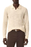 John Varvatos Luciano Long Sleeve Johnny Collar Slub Wool Polo Sweater In Neutral