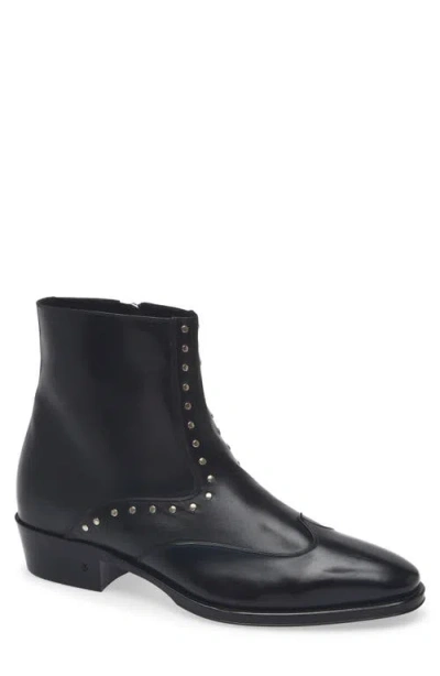 John Varvatos Ludlow Stud Wingtip Zip Boot In Black