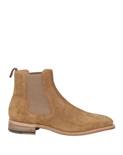John Varvatos Man Ankle Boots Camel Size 9 Leather In Beige