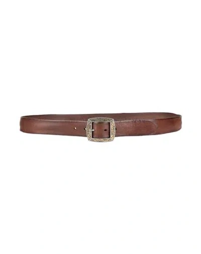 John Varvatos Man Belt Dark Brown Size 39.5 Leather
