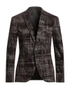 John Varvatos Man Blazer Dark Brown Size 42 Cotton, Elastane In Brown