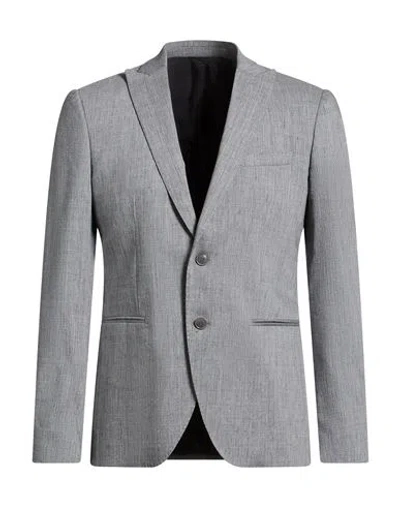 John Varvatos Man Blazer Grey Size 38 Linen, Virgin Wool, Elastane In Gray