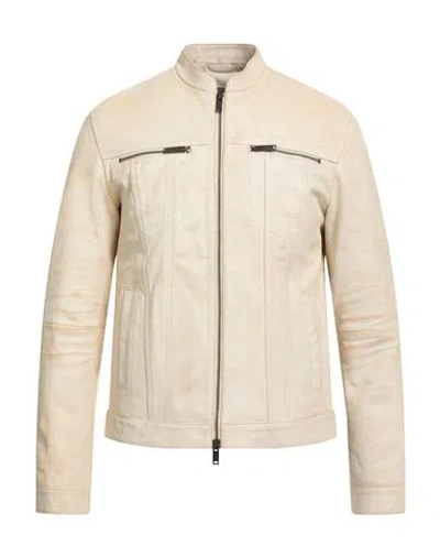 John Varvatos Man Jacket Beige Size 46 Cow Leather