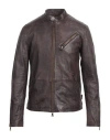 John Varvatos Man Jacket Chocolate Brown Size 42 Sheepskin In Brown