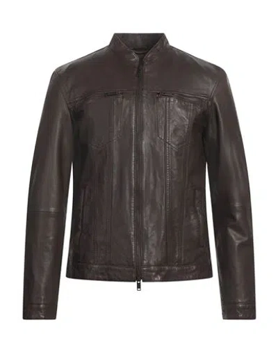 John Varvatos Man Jacket Chocolate Brown Size Xxl Sheepskin