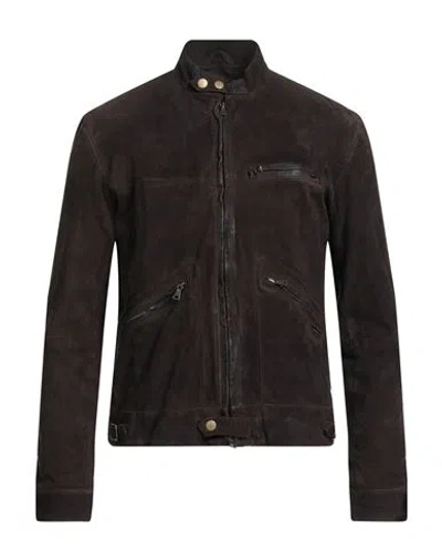 John Varvatos Man Jacket Dark Brown Size 44 Goat Skin