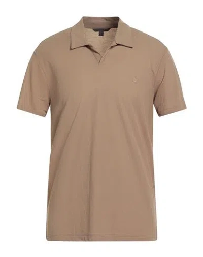 John Varvatos Man Polo Shirt Camel Size Xxl Viscose, Polyamide In Sand