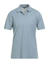 John Varvatos Man Polo Shirt Pastel Blue Size Xl Viscose, Polyamide