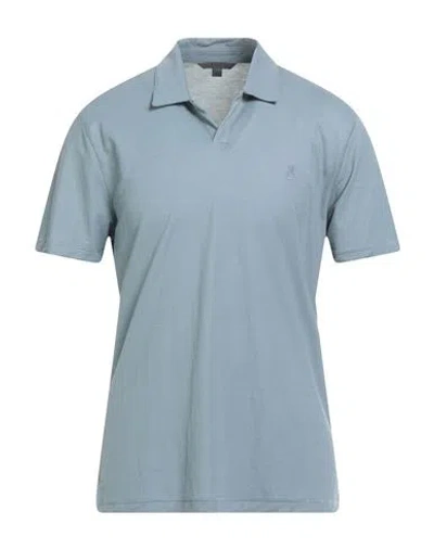 John Varvatos Man Polo Shirt Pastel Blue Size Xl Viscose, Polyamide