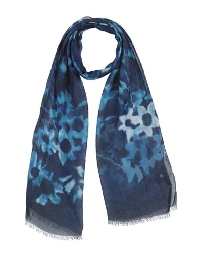 John Varvatos Man Scarf Navy Size - Modal, Cotton, Silk In Blue