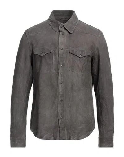 John Varvatos Man Shirt Grey Size 40 Sheepskin