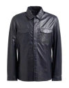 John Varvatos Man Shirt Midnight Blue Size 48 Sheepskin In Blue