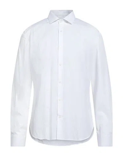 John Varvatos Man Shirt White Size 15 ½ Cotton, Polyamide, Elastane In Gold