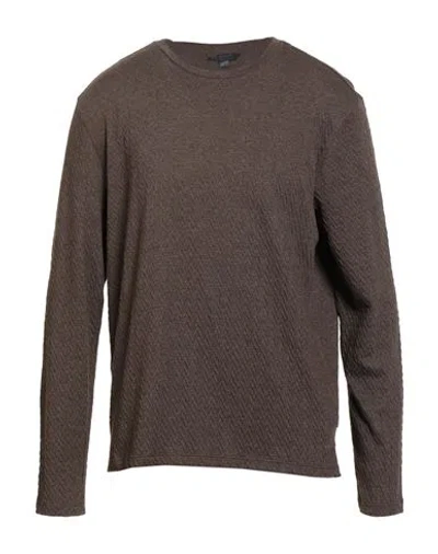John Varvatos Man Sweater Brown Size Xl Organic Cotton, Polyester, Elastane
