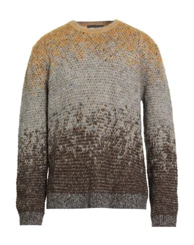 John Varvatos Man Sweater Mustard Size L Alpaca Wool, Polyamide In Multi