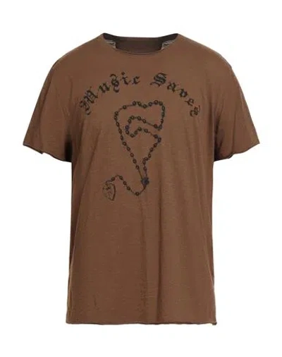 John Varvatos Man T-shirt Brown Size Xxl Pima Cotton