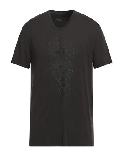 John Varvatos Man T-shirt Charcoal Size Xxl Linen, Modal In Gray