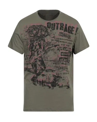 John Varvatos Man T-shirt Military Green Size Xl Cotton