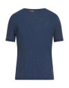 John Varvatos Man T-shirt Navy Size Xxl Linen In Blue