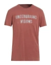 John Varvatos Man T-shirt Rust Size Xxl Cotton