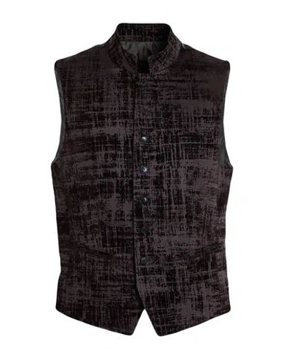 John Varvatos Man Tailored Vest Dark Brown Size 36 Cotton, Elastane